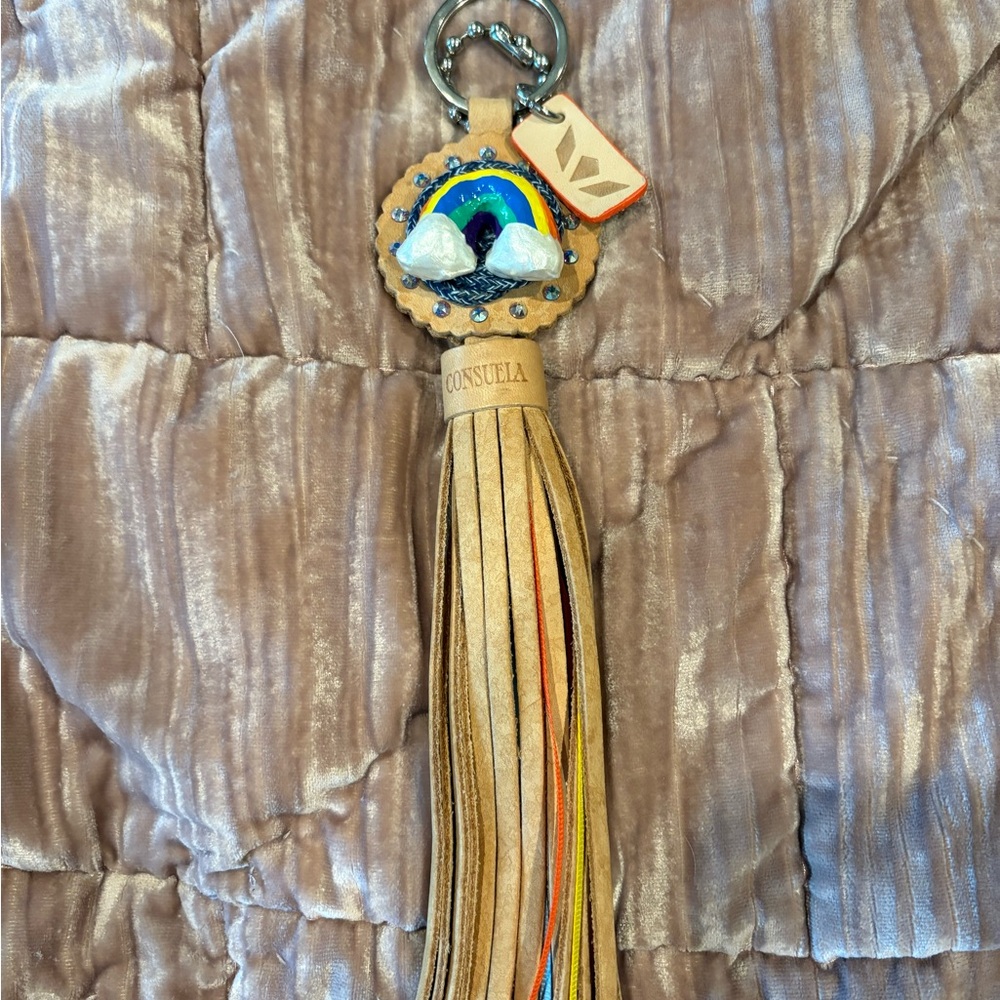 Consuela Rainbow Leather Tassel Keychain